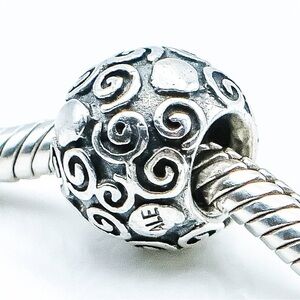 Pandora Authentic .925 ALE Sterling Silver Swirl Heart Bead Charm #790161